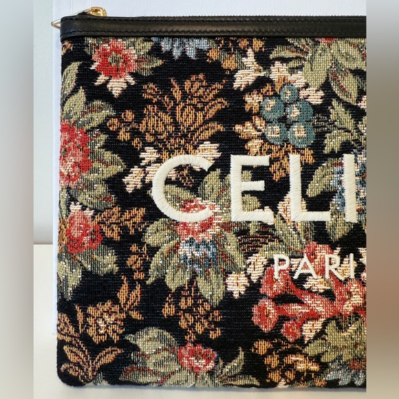 Brand NWT Celine Small Jacquard Floral Pouch - Picture 4 of 5